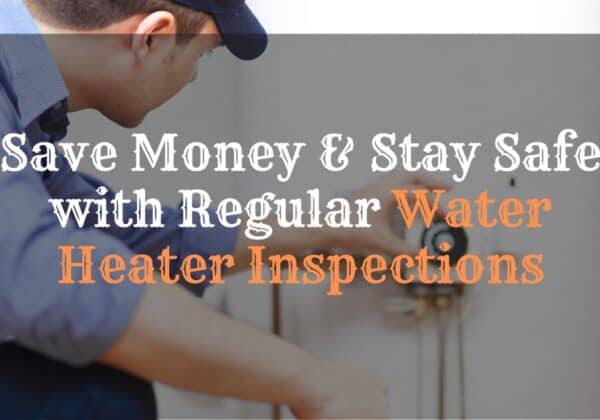 Plumber performing a safety inspection on a home water heater to prevent costly repairs