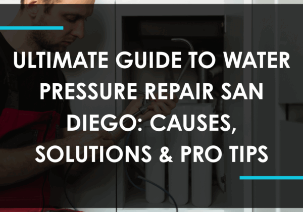 Residential plumbing pipes with water flowing, illustrating Water Pressure Repair San Diego services.